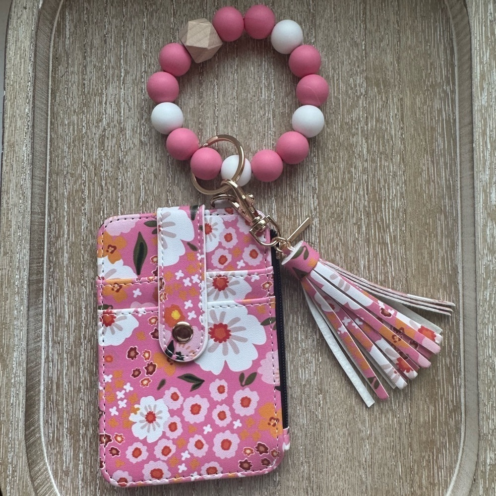 NWT Bogg Compatible Wristlet cardholder wallet Pink Floral OS - Picture 2 of 6